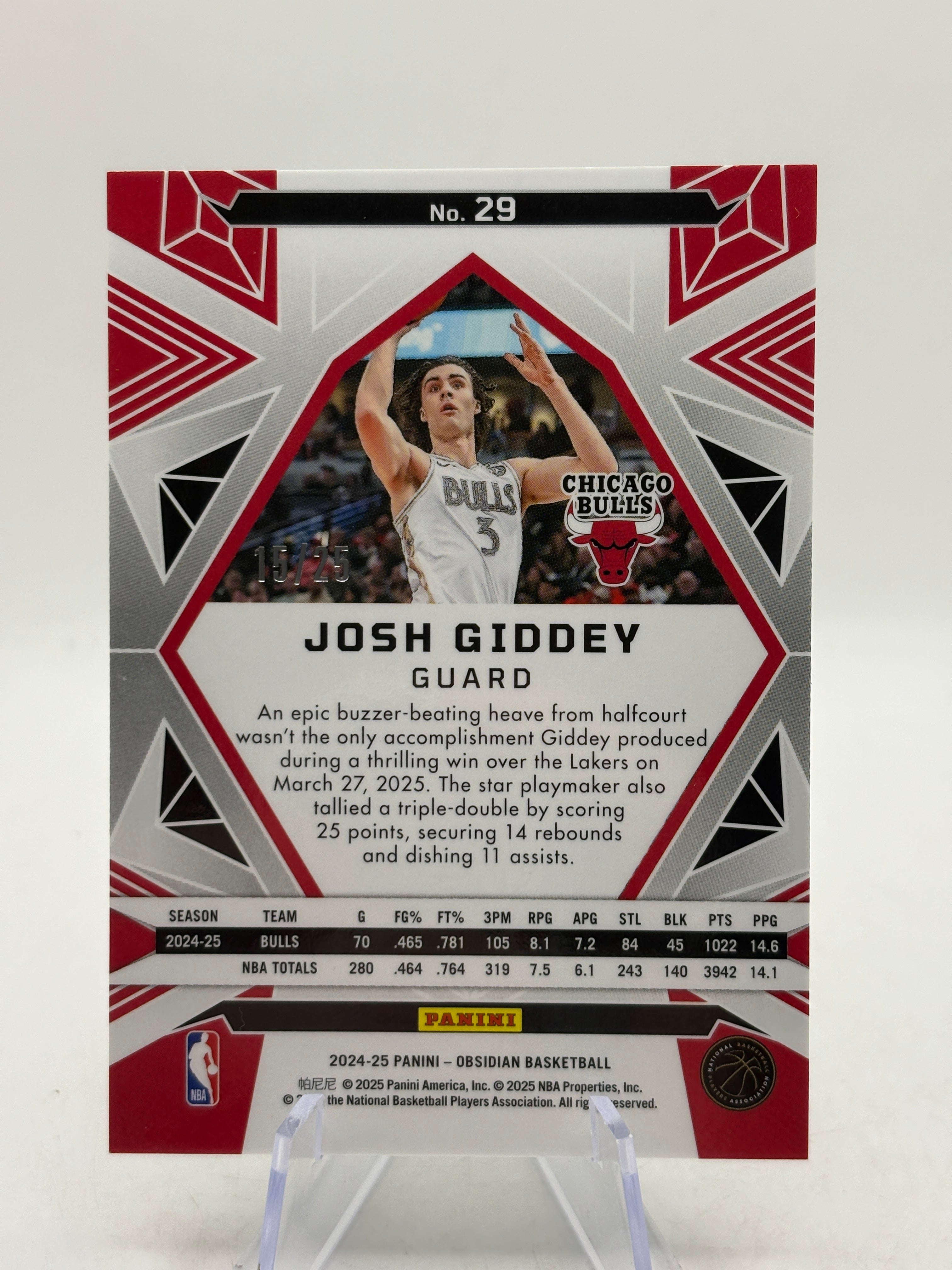 2024-25 Panini Obsidian #25 Josh Giddey (Incomplete) Rainbow Etch Set Numbered, photo 19
